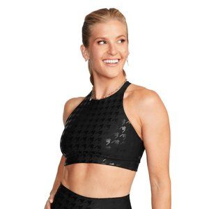 NWT Peloton Black Show Up Foil Houndstooth High Neck Racerback Sports Bra - XS